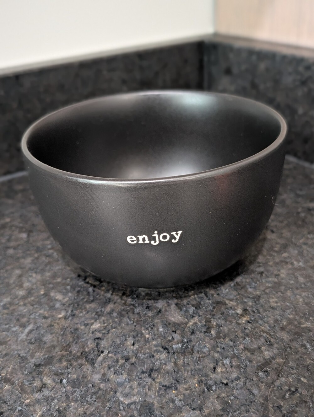 "Enjoy" Matte Black Ceramic Bowl